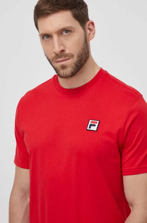 Fila t-shirt bawełniany męski kolor czerwony z aplikacją