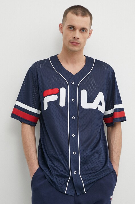 Fila tricou Lashio barbati, culoarea albastru marin, cu imprimeu, FAM0652