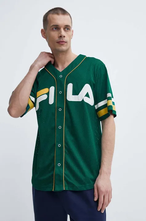 Fila t-shirt Lashio zöld, férfi, nyomott mintás, FAM0652