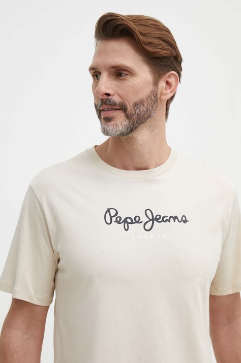 Pepe Jeans футболка чоловіча бавовняна EGGO N — SS24-TSM0IO, бежевий — фото 4