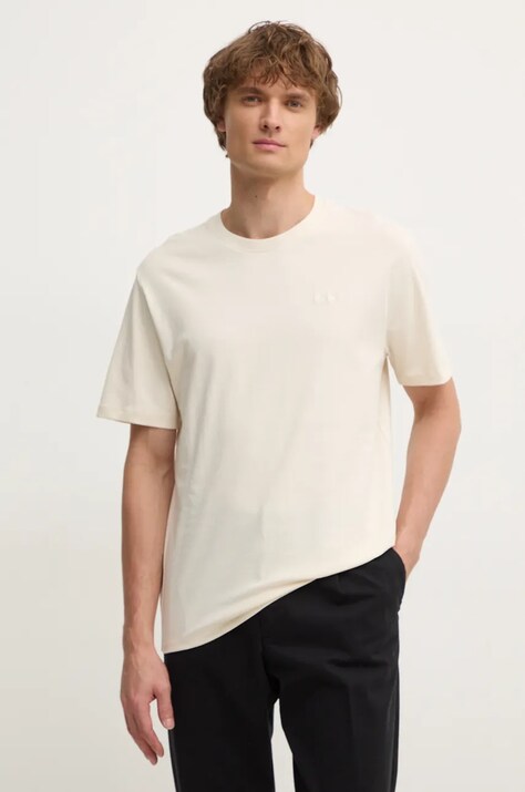 Pepe Jeans tricou din bumbac Connor barbati, culoarea bej, neted, PM509206