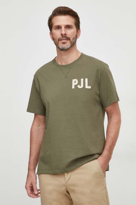 Pepe Jeans tricou din bumbac barbati, culoarea verde, cu imprimeu