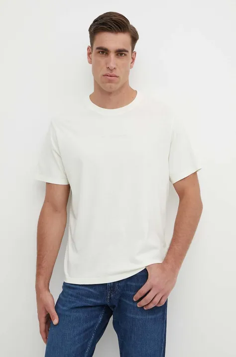 Bavlnené tričko Pepe Jeans Dave Tee pánske, béžová farba, s potlačou