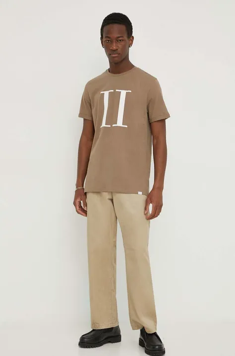 Les Deux t-shirt bawełniany męski kolor beżowy z nadrukiem