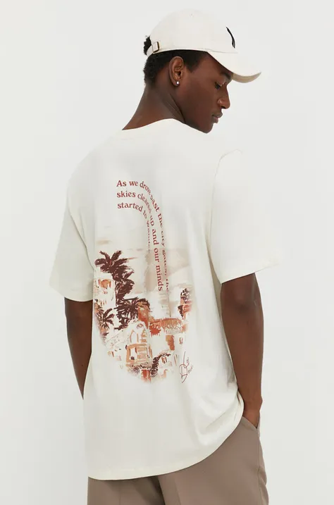 Pamučna majica Les Deux za muškarce, boja: bež, s tiskom