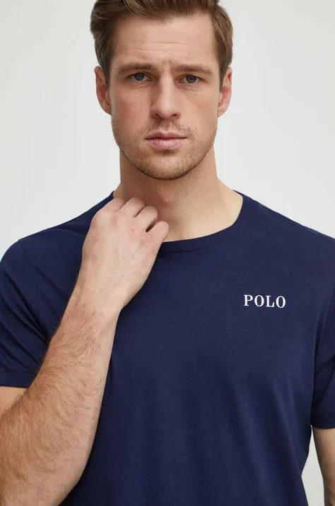 Pamučna majica Polo Ralph Lauren za muškarce, boja: tamno plava, s tiskom, 714931650
