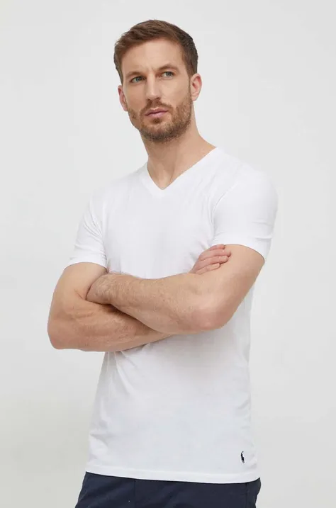 Βαμβακερό μπλουζάκι Polo Ralph Lauren 3-pack ανδρικά, χρώμα: άσπρο
