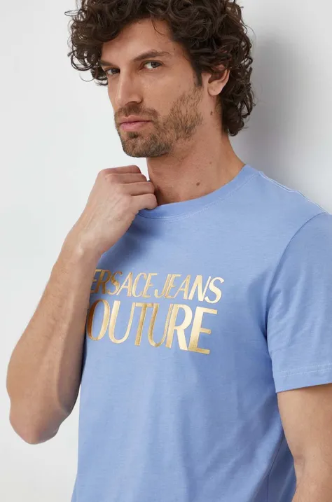 Pamučna majica Versace Jeans Couture za muškarce, s tiskom
