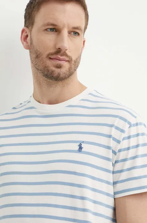 Polo Ralph Lauren t-shirt bawełniany męski kolor beżowy wzorzysty 710934662