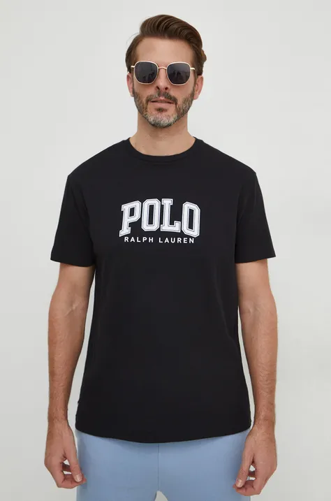 Bavlnené tričko Polo Ralph Lauren pánsky,čierna farba,s potlačou,710934714