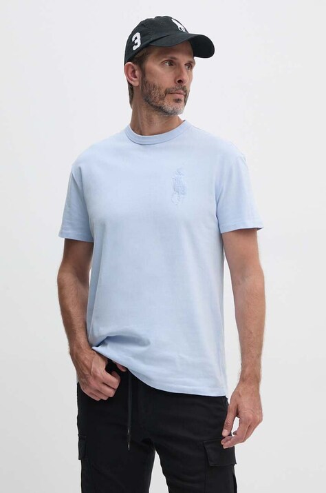 Хлопковая футболка Polo Ralph Lauren мужская однотонная 710936509