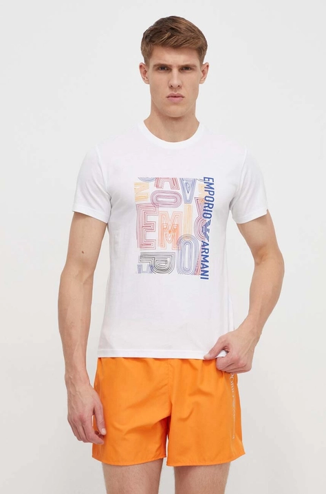 Βαμβακερό lounge t-shirt Emporio Armani Underwear χρώμα: άσπρο