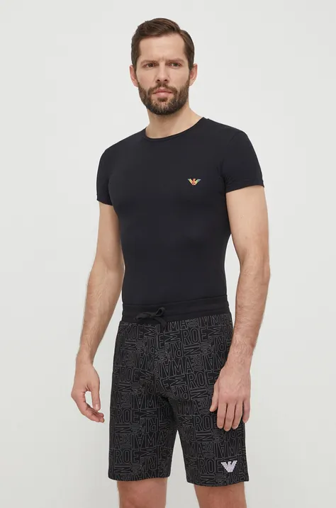 Homewear majica kratkih rukava Emporio Armani Underwear boja: crna, s tiskom, 111035 4R513
