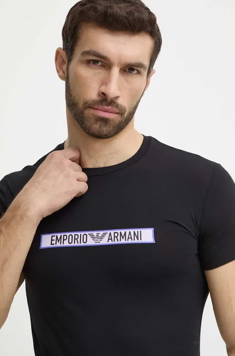 Хлопковая футболка lounge Emporio Armani Underwear цвет чёрный с принтом 111035 4R517