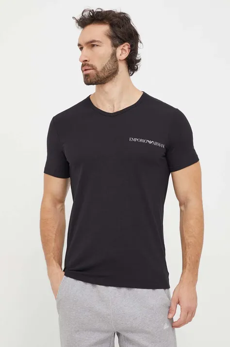 Emporio Armani Underwear t-shirt lounge 2-pack kolor czarny z nadrukiem