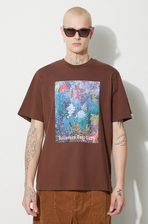 Памучна тениска Billionaire Boys Club Willderness в кафяво с принт B23444