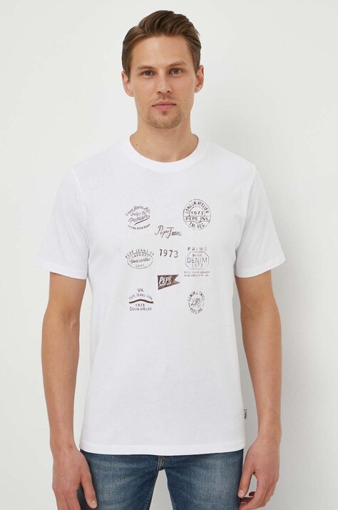 Pepe Jeans t-shirt bawełniany CHAY męski kolor biały z nadrukiem PM509375