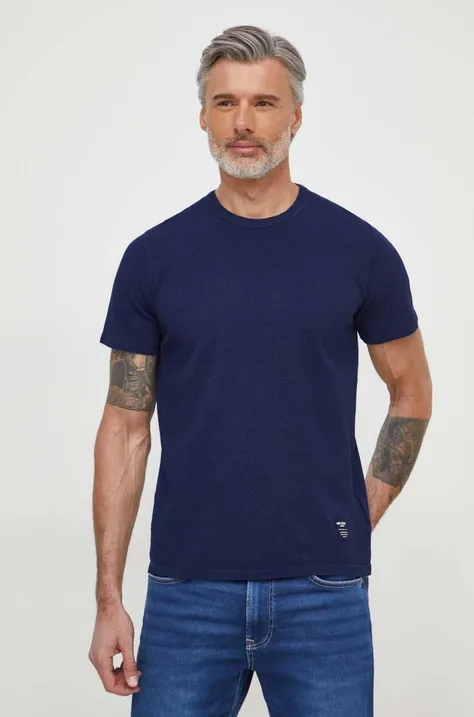 Хлопковая футболка Pepe Jeans Coff мужская цвет синий однотонная