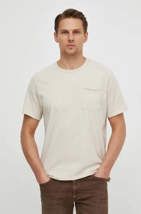 Pepe Jeans t-shirt bawełniany Single Carrinson męski kolor beżowy gładki PM509392