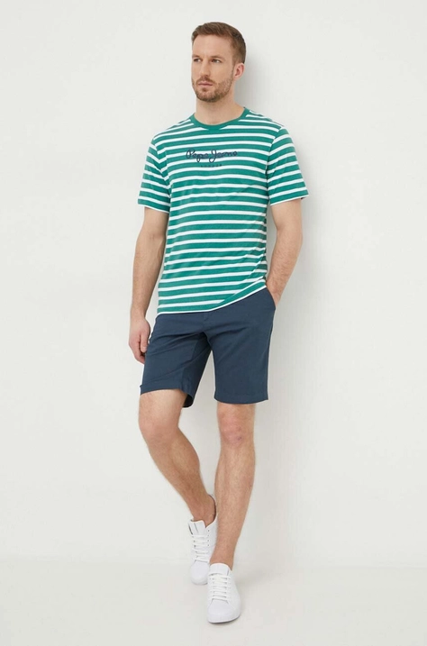 Pepe Jeans tricou din bumbac barbati, culoarea verde, modelator