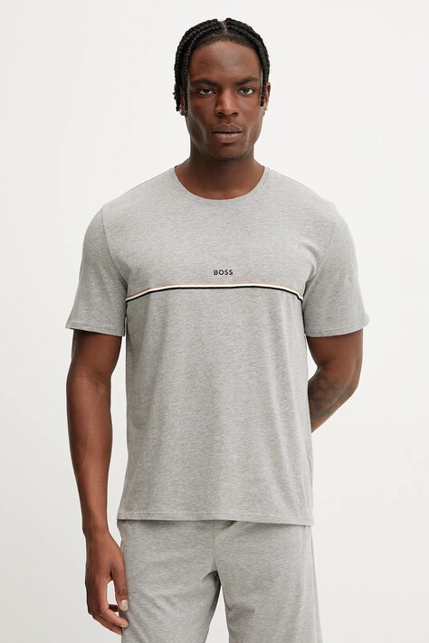 BOSS tricou lounge culoarea gri, cu imprimeu