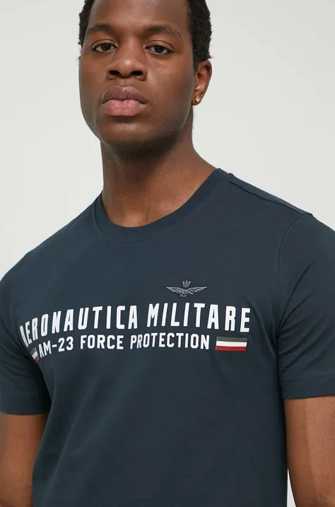 Pamučna majica Aeronautica Militare za muškarce, s tiskom