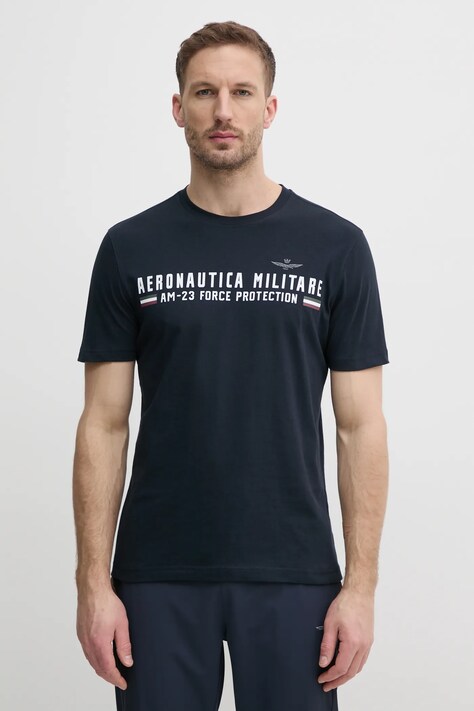 Bavlněné tričko Aeronautica Militare tmavomodrá barva, s potiskem, TS1942J538