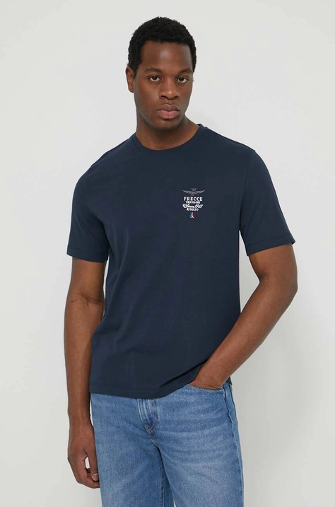 Aeronautica Militare tricou din bumbac barbati, culoarea albastru marin, cu imprimeu