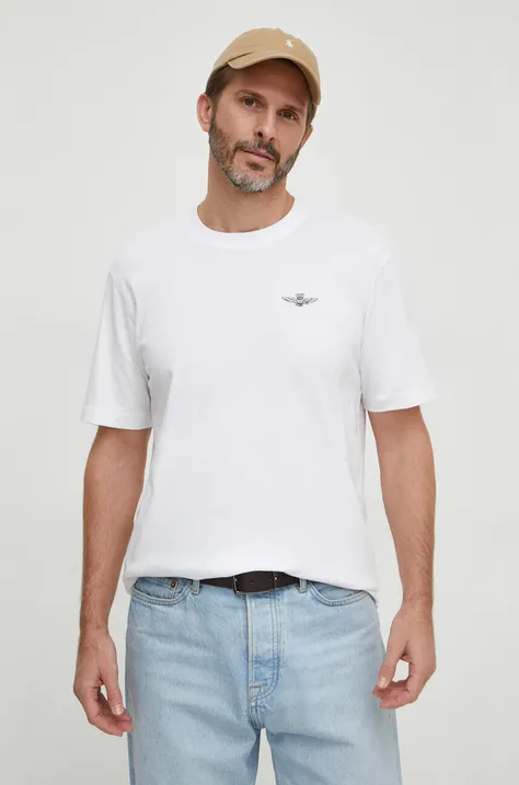 Aeronautica Militare t-shirt bawełniany męski kolor biały z nadrukiem TS2065J592