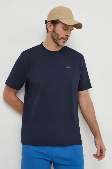Бавовняна футболка Aeronautica Militare чоловічий колір синій з принтом
