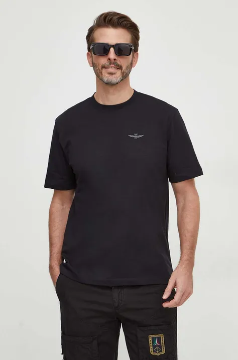 Бавовняна футболка Aeronautica Militare чоловічий колір чорний з принтом