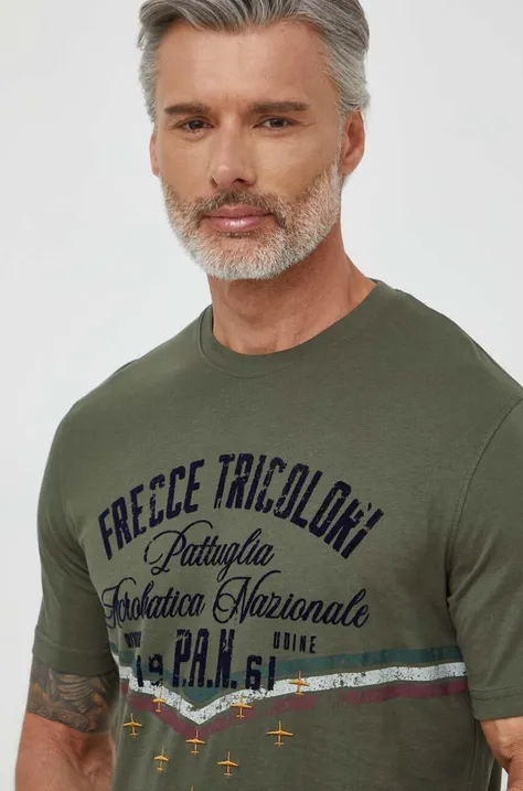Aeronautica Militare pamut póló zöld, férfi, nyomott mintás