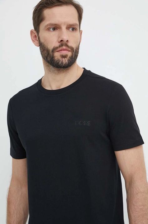 BOSS Green tricou din bumbac bărbați, culoarea negru, uni 50515620