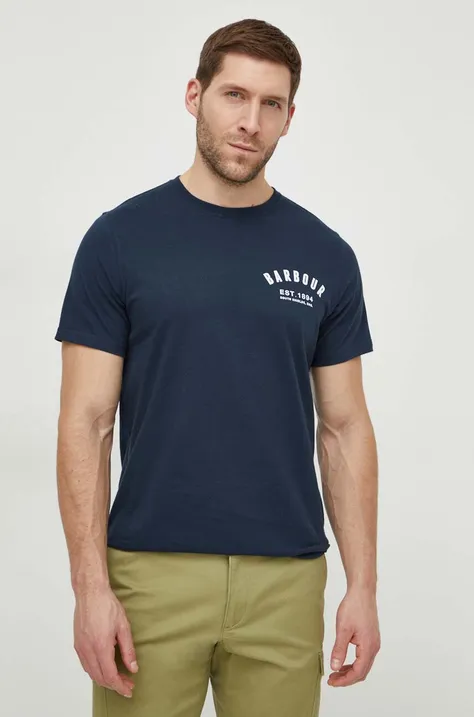 Βαμβακερό μπλουζάκι Barbour ανδρικά, χρώμα: ναυτικό μπλε