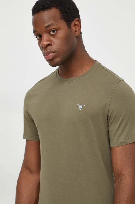 Βαμβακερό μπλουζάκι Barbour ανδρικά, χρώμα: πράσινο