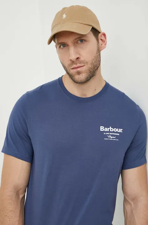 Bavlnené tričko Barbour pánsky, s potlačou