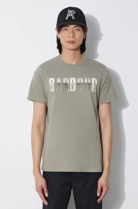 Barbour cotton t-shirt men’s green color with a print