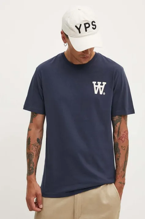 Wood Wood cotton t-shirt Ace AA Logo men’s navy blue color with a print 10285709.2222