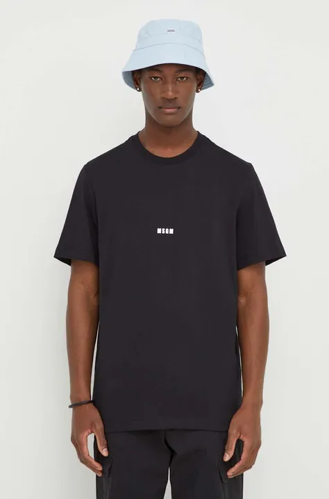 Хлопковая футболка MSGM мужской цвет чёрный однотонный
