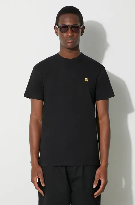 Bavlnené tričko Carhartt WIP S/S Chase T-Shirt pánske, čierna farba, jednofarebný, I026391.00FXX