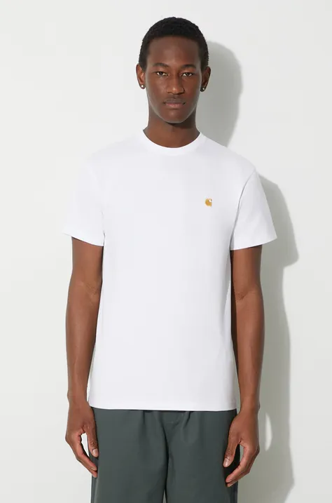 Хлопковая футболка Carhartt WIP S/S Chase T-Shirt мужская цвет белый однотонная I026391.00RXX