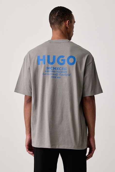 HUGO Blue T-shirt męski bawełniany Nalono szary 50509776