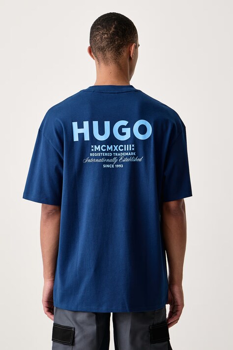 HUGO Blue T-shirt męski bawełniany Nalono granatowy 50509776