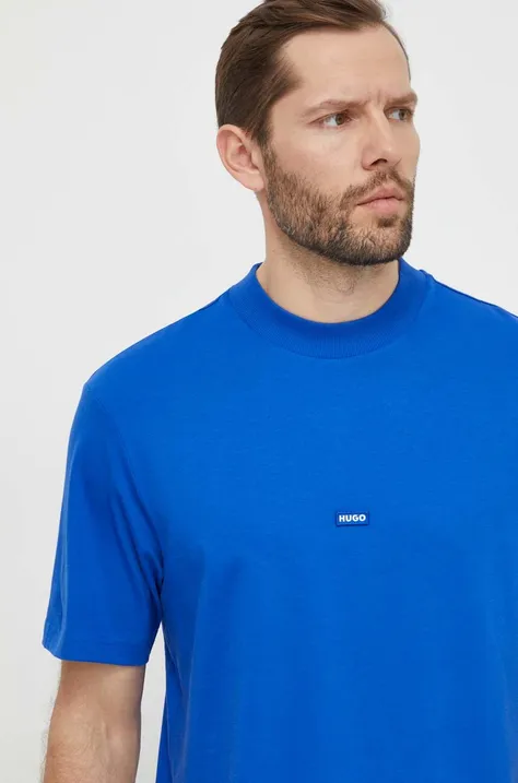 Бавовняна футболка Hugo Blue чоловічий однотонний