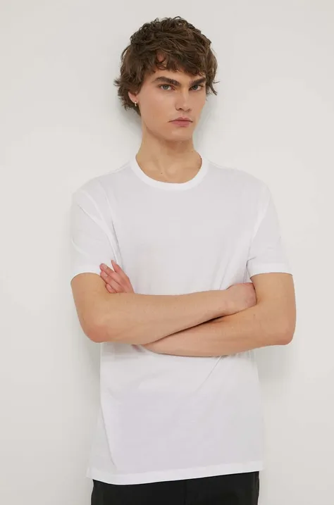 Bombažna kratka majica Hugo Blue 3-pack moški, bela barva