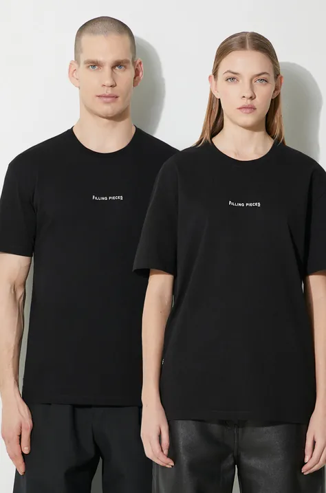 Bavlnené tričko Filling Pieces Slim čierna farba, s potlačou, 74434001861