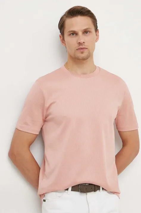 Pamučna majica BOSS za muškarce, boja: ružičasta, bez uzorka, 50511595