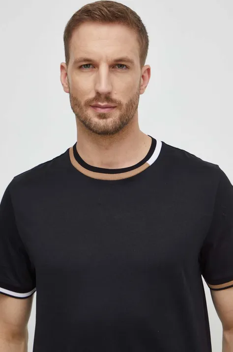 BOSS t-shirt bawełniany męski kolor czarny z aplikacją 50513364