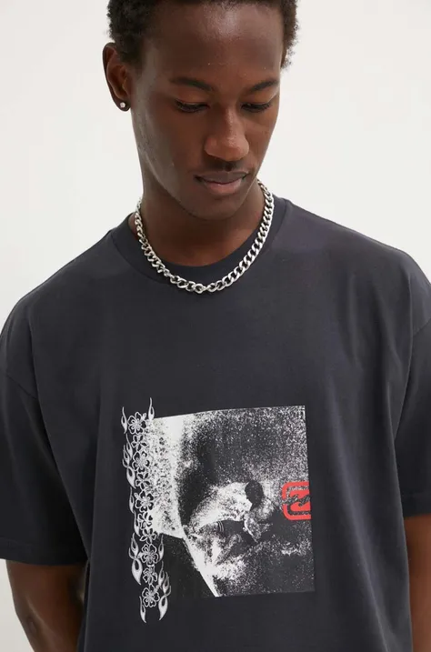 Billabong t-shirt bawełniany męski kolor czarny z nadrukiem ABYZT02311
