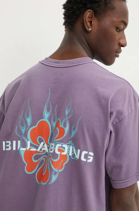 Хлопковая футболка Billabong Paradise мужская цвет фиолетовый с принтом ABYZT02309